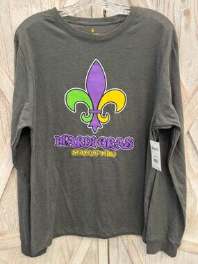 NWT Mardi Gras State of Mind Long Sleeve Shirt Mens Medium Fleur De Lis